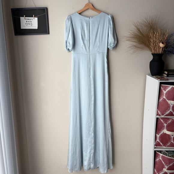NEW Sachin & Babi Gown Alli Ice Blue Puff Sleeve V-neck Maxi Dress Size 2 - Picture 8 of 10